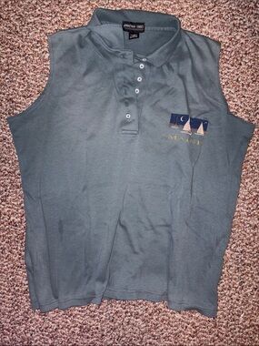 Sleeveless Polo Tank Top - Slate Green